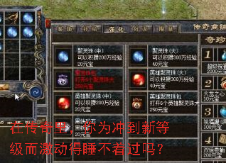 在传奇里,你为冲到新等级而激动得睡不着过吗? 在传奇里,你为冲到新等级而激动得睡不着过吗?